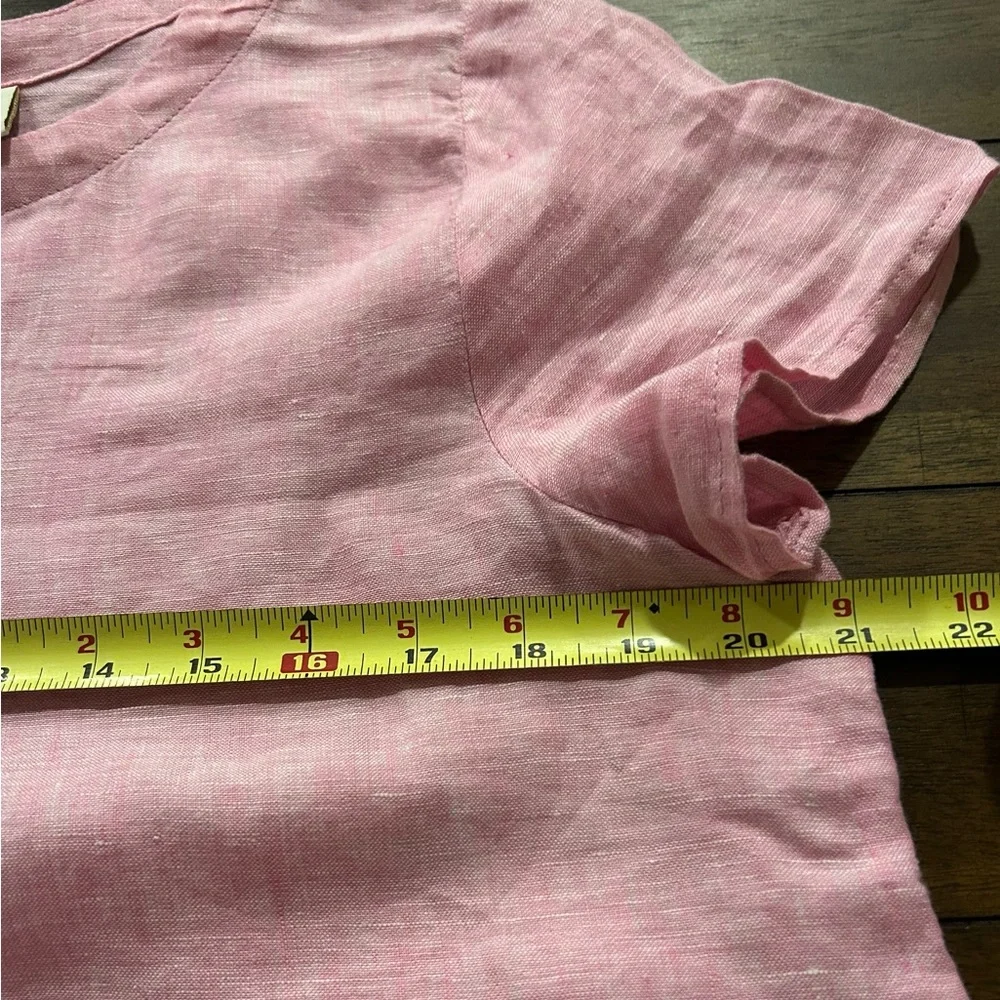 Cynthia Rowley Linen Top Pink Short Sleeve Side Button Size Medium - Picture 7 of 8